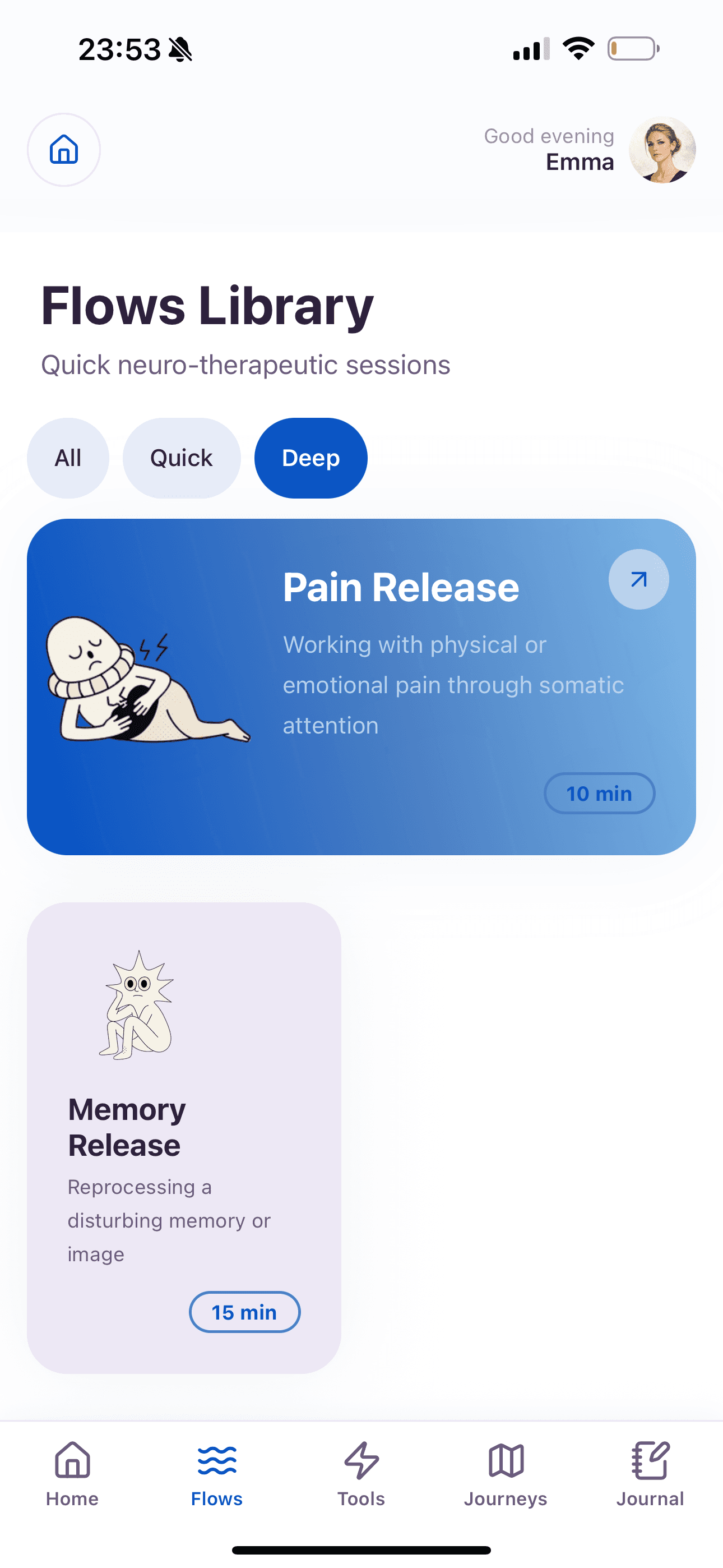 MettaShift Flows screen