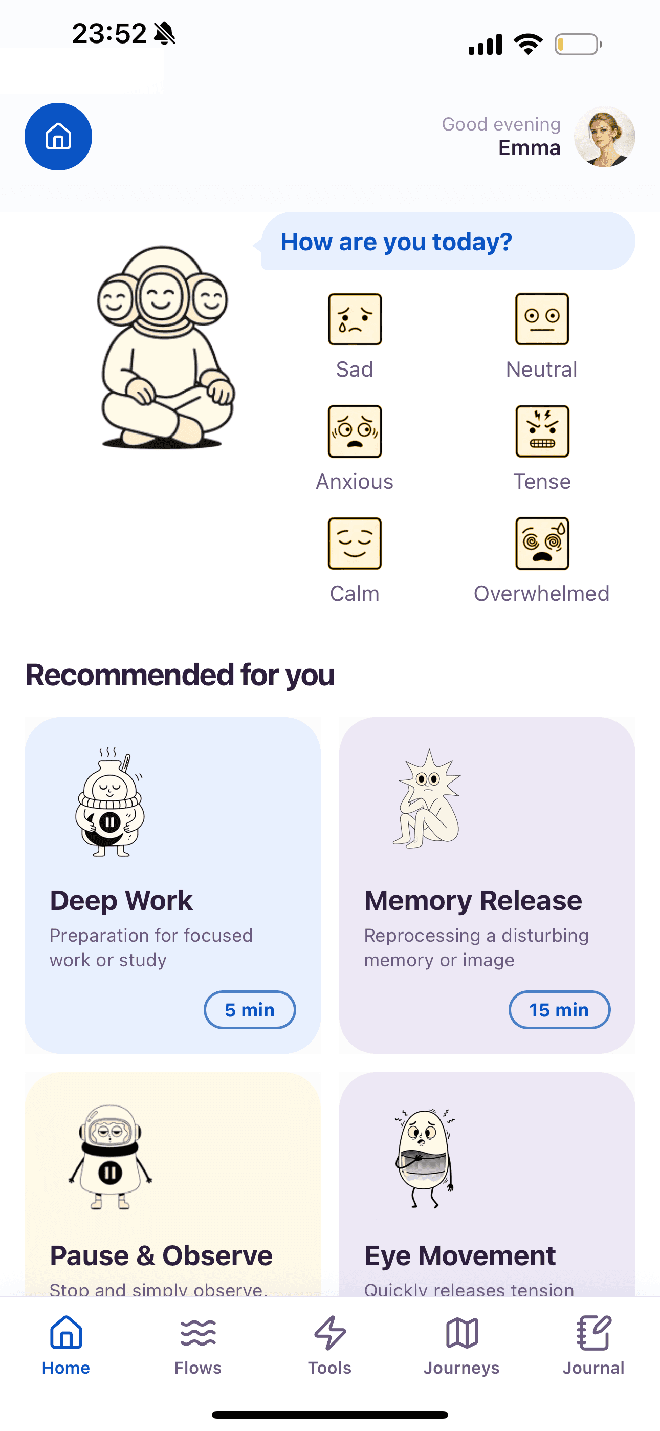 MettaShift app home screen